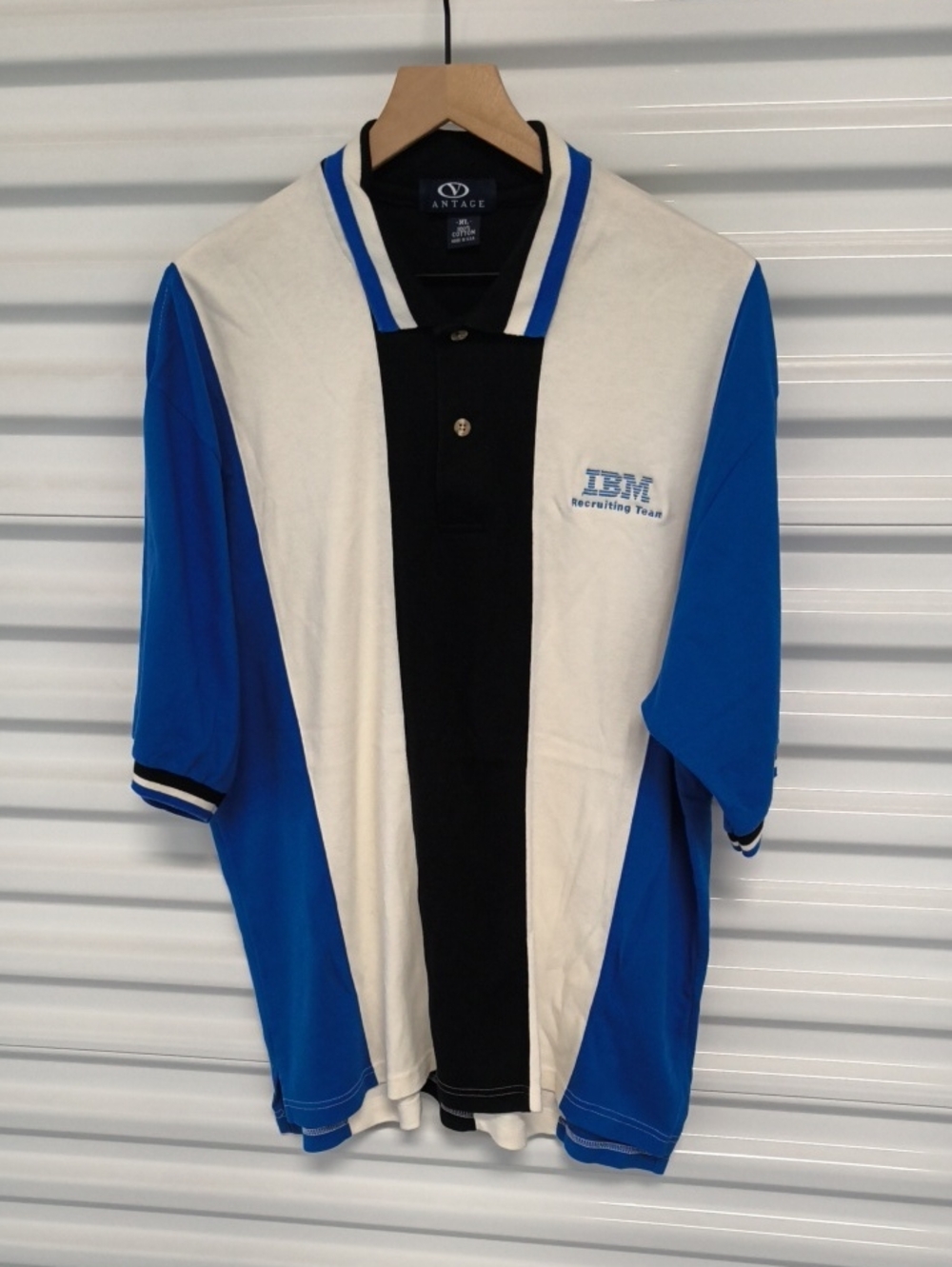 Vtg IBM Recruiting Team Embroidered Logo Colorblock Polo Shirt XL Made in USA
